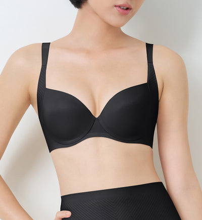 Body Make Up Illusion Curve 系列鋼圈薄墊塑型胸圍 - BLACK